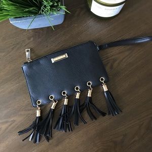 ‘River Island’ Tassel Snakeskin Wristlet